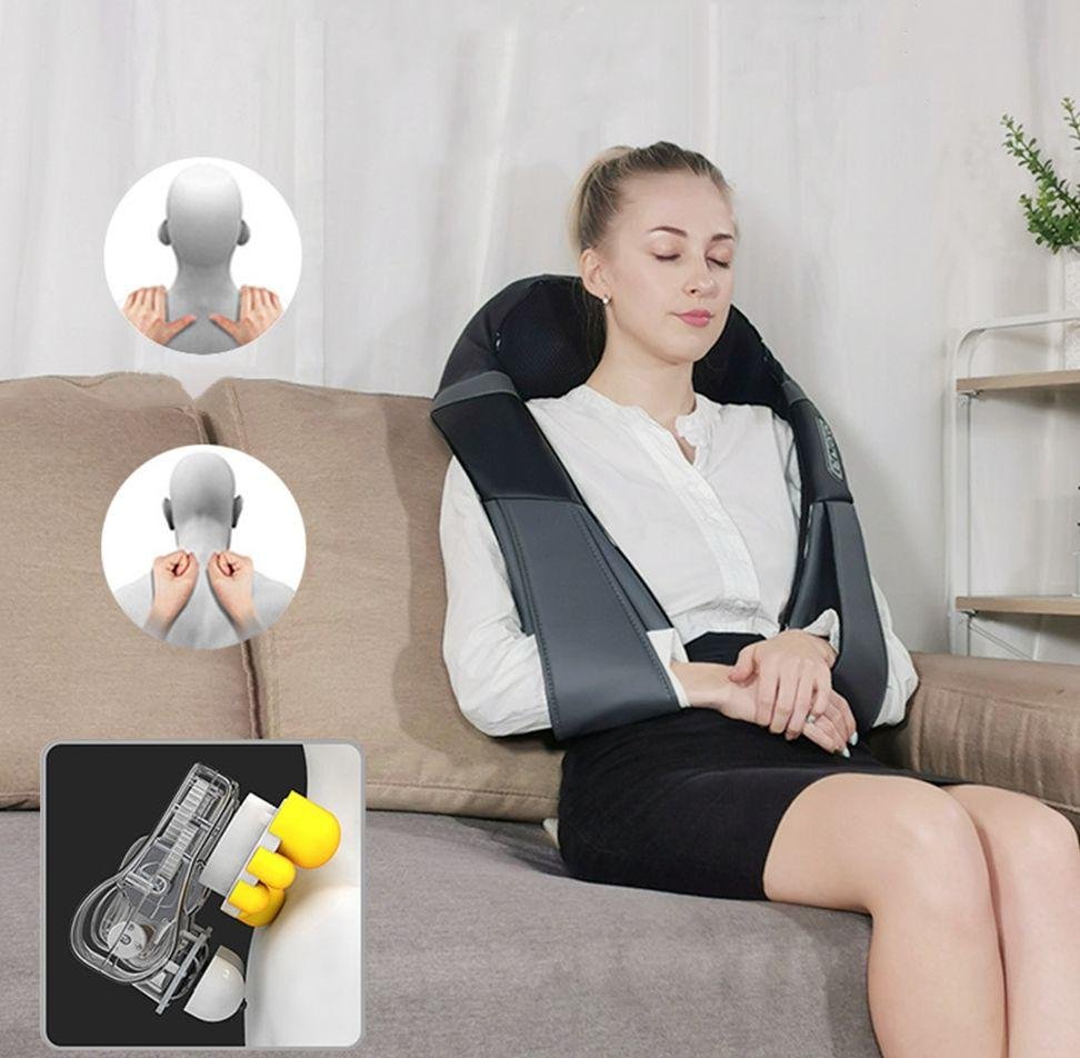 Kneading Cordless Shiatsu Back Neck Shoulder Massager with Heat & Vibration