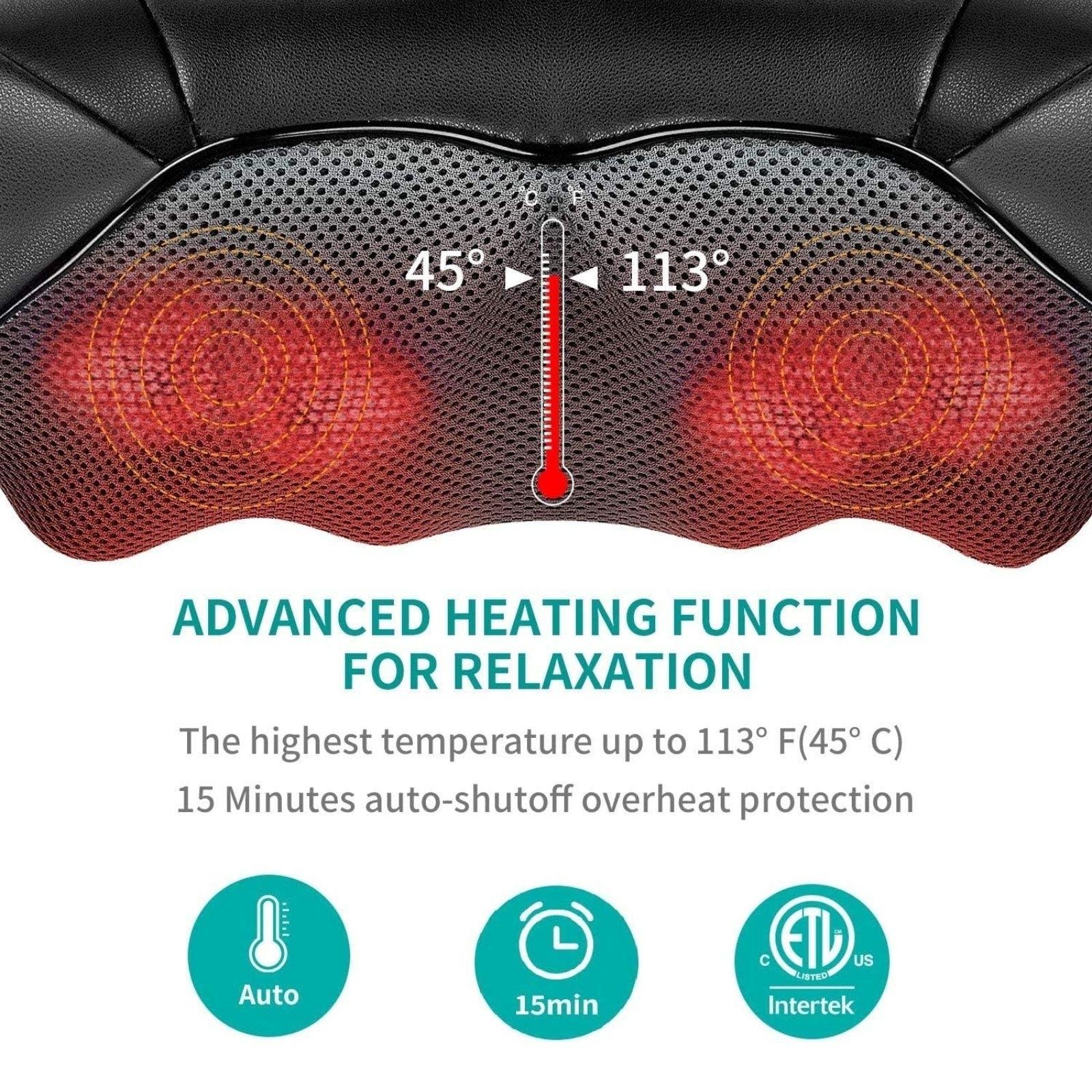 Kneading Cordless Shiatsu Back Neck Shoulder Massager with Heat & Vibration