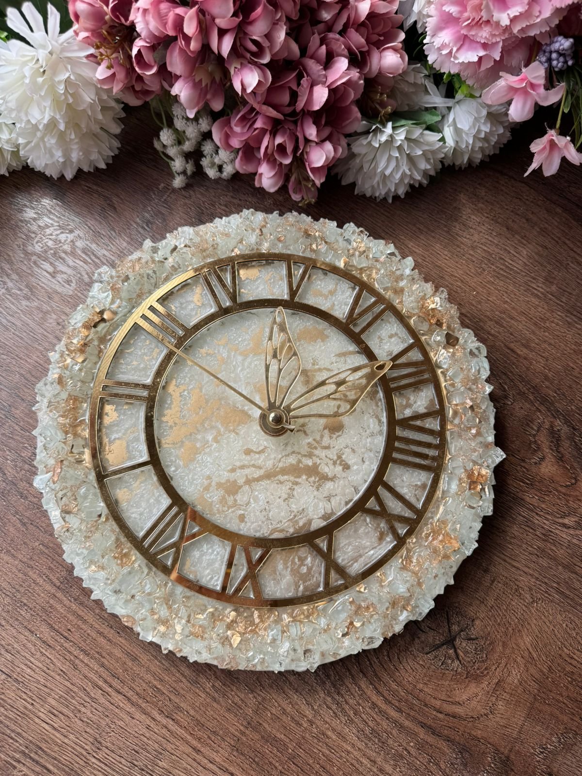 Golden Resin Wall Clock