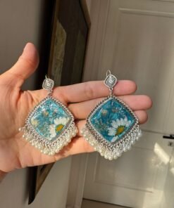 Blue Bloom – Solid Resin Floral Art Earrings