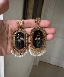 Midnight Luxe – Elegant Black & Gold Resin Art Earrings