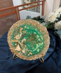 Eid Mubarak Resin Coasters – Touch of Green Elegance