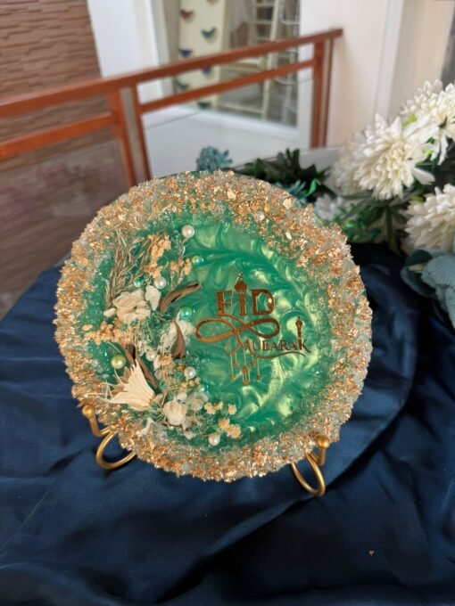Eid Mubarak Resin Coasters – Touch of Green Elegance