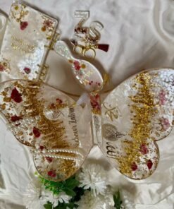 Personalized Baby Keepsake Resin Gift Set – Butterfly Rehal, Name Keychains & Journal