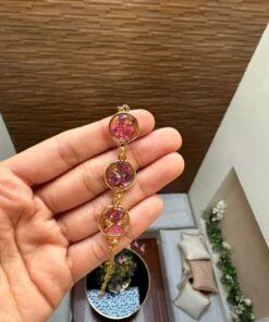 Handcrafted Resin Charm Bracelet with Preserved Florals