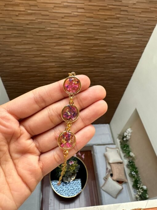 Handcrafted Resin Charm Bracelet with Preserved Florals
