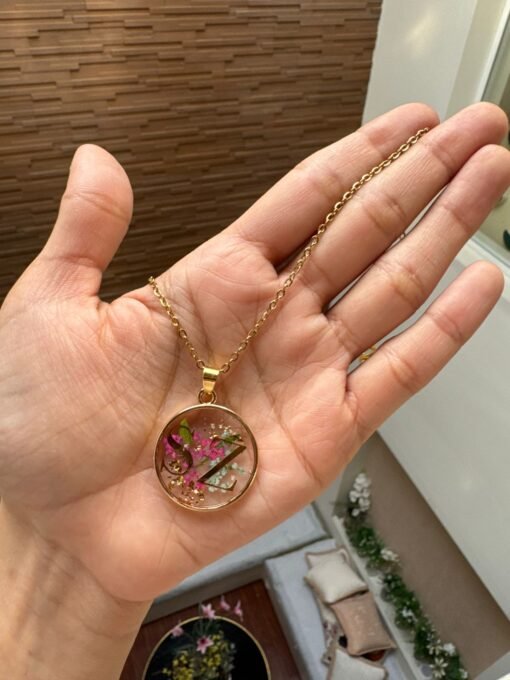 Handcrafted Floral Resin Pendant Necklace